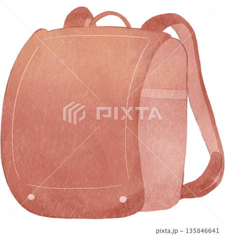 水彩風で描いた赤のランドセルのイラスト｜ランドセル, 学校, 入学, 新学期 135846641