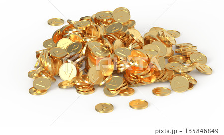 ポイ活イメージ　Pマーク入りコイン　ゴールド 135846849