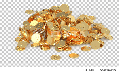 ポイ活イメージ　Pマーク入りコイン　ゴールド 135846849