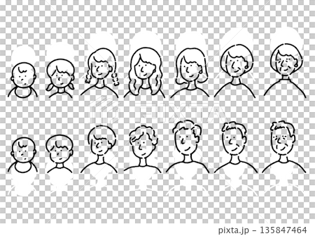 各種人物的簡單線條畫插圖 135847464