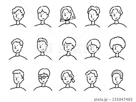 色々な髪型をした男の子のアイコン 色々な髪型をした男の子のアイコン 135847465