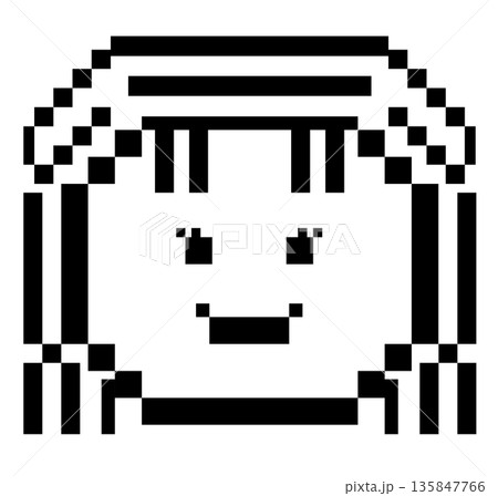 Pixel art outlines of happy girl face for decoration, mood, feelings, emotion, expression, human, head shapes, people, icon, colouring book, sketch, tattoo, back to school, print, cartoon, character Pixel art outlines of happy girl face for decoration, mood, feelings, emotion, expression, human, head shapes, people, icon, colouring book, sketch, tattoo, back to school, print, cartoon, character 135847766