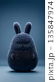 Grumpy fluffy bunny character on dark blue background 135847974