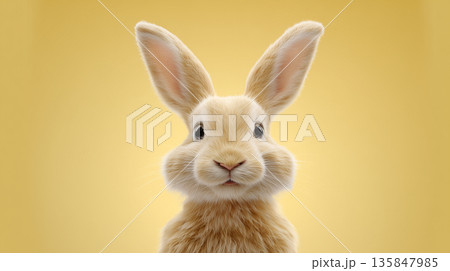 Adorable fluffy rabbit with puffed cheeks on...のイラスト素材 [135847985] - PIXTA