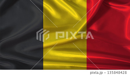 National flag of Belgium with cloth texture. Belgium flag with realistic texture background National flag of Belgium with cloth texture. Belgium flag with realistic texture background 135848428