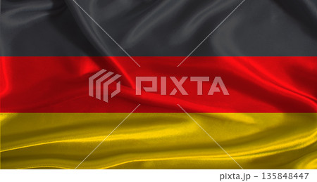 Germany flag with cloth textured background. National flag of Germany with realistic texture 135848447