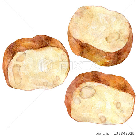 水彩イラスト　手描きイラスト　バゲット 135848929