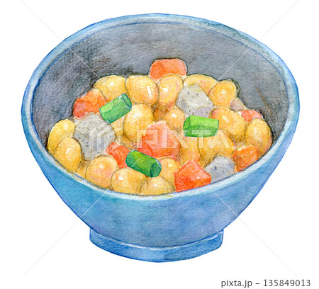 水彩イラスト　手描きイラスト　五目まめ 135849013