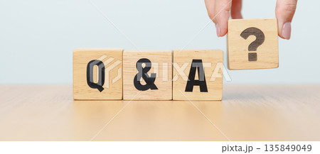 wooden cube block of Q and A with Question mark icon. FAQ, frequency asked questions, Answer, Question Ask, doubt, idea, Information, Communication and Brainstorming Concepts wooden cube block of Q and A with Question mark icon. FAQ, frequency asked questions, Answer, Question Ask, doubt, idea, Information, Communication and Brainstorming Concepts 135849049