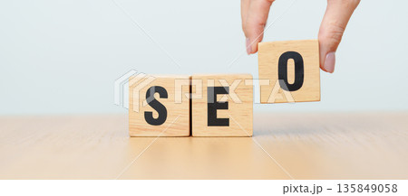 Wooden block of SEO. Search Engine Optimization, SEM, SEA, Advertising, Marketing, Idea, Strategy, Keyword, Content and technology concept Wooden block of SEO. Search Engine Optimization, SEM, SEA, Advertising, Marketing, Idea, Strategy, Keyword, Content and technology concept 135849058