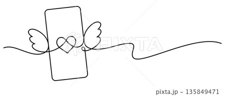 valentine romantic sending love using phone continuous line drawing valentine romantic sending love using phone continuous line drawing 135849471