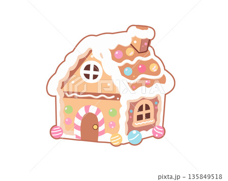 かわいいお菓子の家のイラスト 135849518