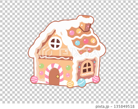 可愛的薑餅屋插圖 可愛的薑餅屋插圖 135849518