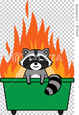 Raccoon Sitting in Burning Dumpster Cartoon Illustration Raccoon Sitting in Burning Dumpster Cartoon Illustration 135849590