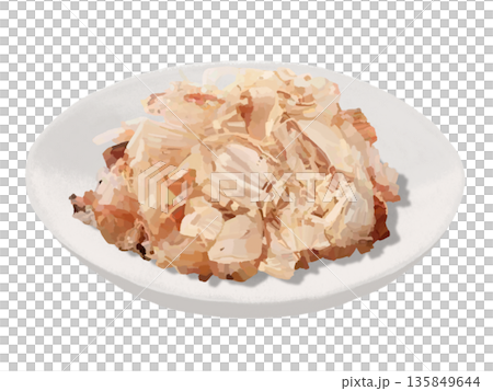 盤子裡的乾鰹魚片 135849644