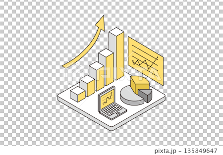Isometric rising graph set_yellow 135849647