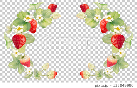 Watercolor strawberry frame material Watercolor strawberry frame material 135849990