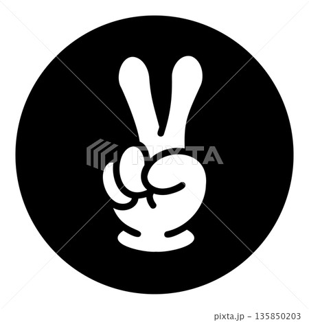 じゃんけんアイコン 単体 チョキ モノクロ 135850203