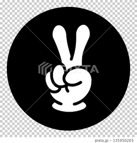 じゃんけんアイコン 単体 チョキ モノクロ 135850203