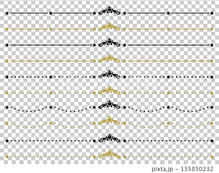 可愛的星形裝飾線條套裝 - 黑金 135850232
