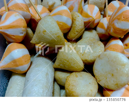 Assorted Steamed Fish Balls and Dumplings for Indonesian Steamboat 135850776