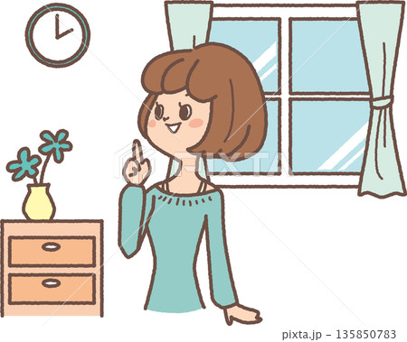 部屋にいる女性のイラスト 部屋にいる女性のイラスト 135850783
