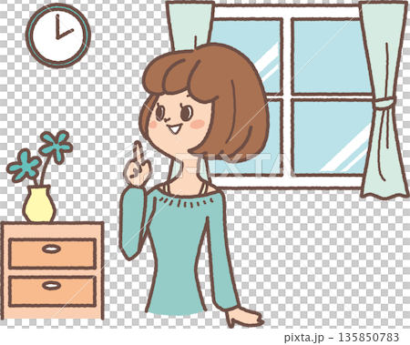 部屋にいる女性のイラスト 部屋にいる女性のイラスト 135850783