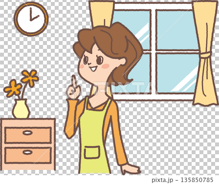 房間裡一位女士的插圖 135850785