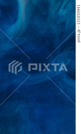 Steam stream. Vapor background. Defocused blue color paint in liquid water chemical fluid fluttering on creative acrylic abstraction. Steam stream. Vapor background. Defocused blue color paint in liquid water chemical fluid fluttering on creative acrylic abstraction. 135850941