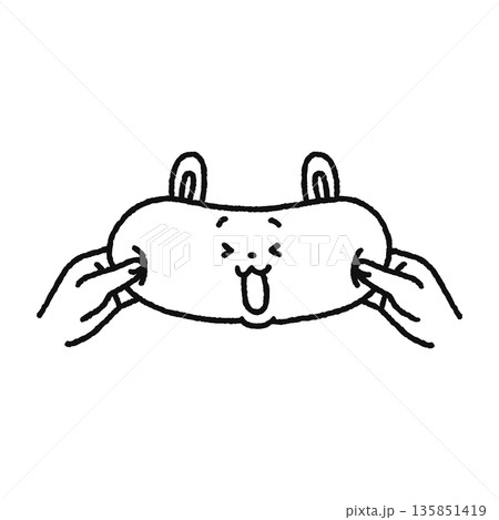 のびのびスクイーズでリラックスする・ウサギ　線画 135851419