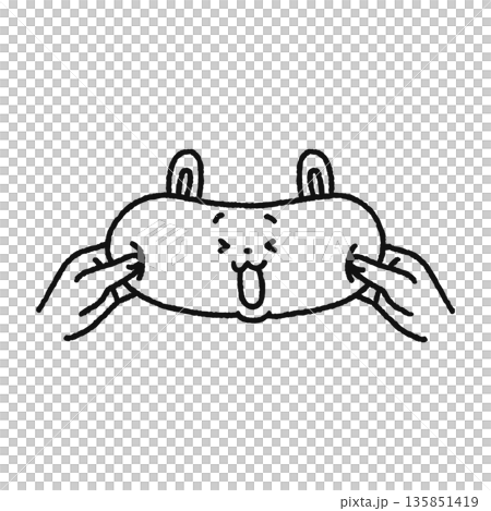 のびのびスクイーズでリラックスする・ウサギ　線画 135851419