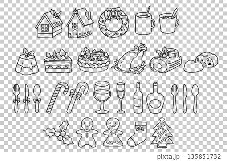 Christmas dinner handwritten simple icon 135851732