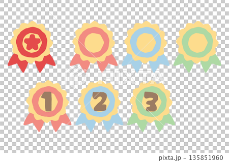 幼稚園・保育園向け 1〜3の数字入りメダルバッジセット 幼稚園・保育園向け 1〜3の数字入りメダルバッジセット 135851960