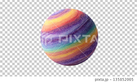 透明背景(png)に美しい虹色のマーブル模様の球体の3Dイラスト 透明背景(png)に美しい虹色のマーブル模様の球体の3Dイラスト 135852005