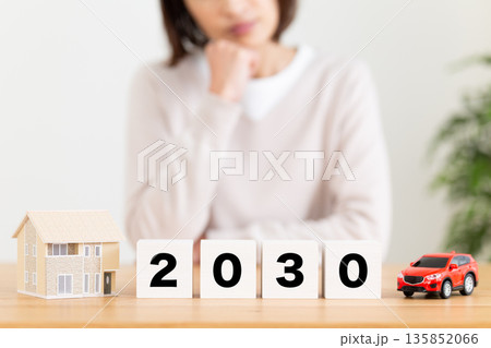 2030のブロックと悩むミドル女性 135852066