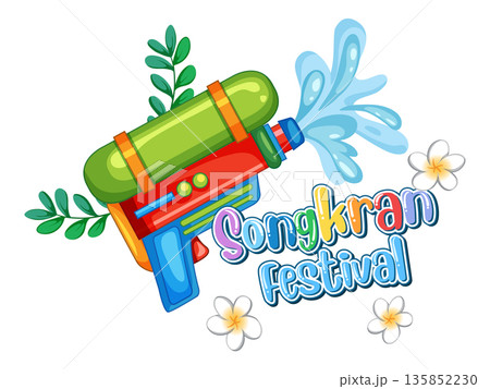 Colorful Water Gun Illustration for Songkran Festival Celebration 135852230
