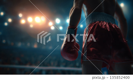 Boxer boxing glove sportswear athlete competition fight ring stadium muscle training Boxer boxing glove sportswear athlete competition fight ring stadium muscle training 135852400