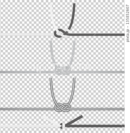 一套用於葬禮和弔唁的「淡路結」和「結切」水引繩的剪紙 135852607