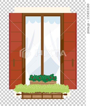 カーテンがある窓辺のイラスト カーテンがある窓辺のイラスト 135853160