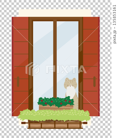 猫がいる窓辺のイラスト 135853161