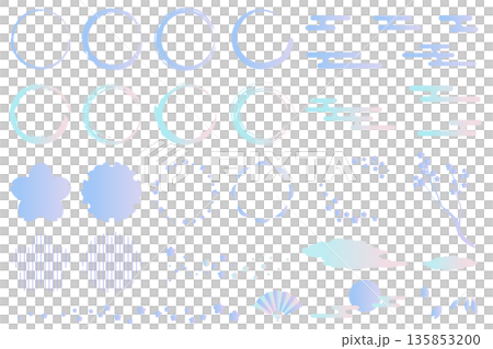Spring-themed Japanese decorative illustration set: Auspicious patterns, Brush circle, E-kasumi, Cherry blossoms Spring-themed Japanese decorative illustration set: Auspicious patterns, Brush circle, E-kasumi, Cherry blossoms 135853200