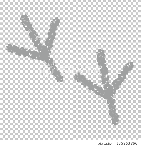 クレヨン素材　手描きの鳥の足跡のイラスト 135853866