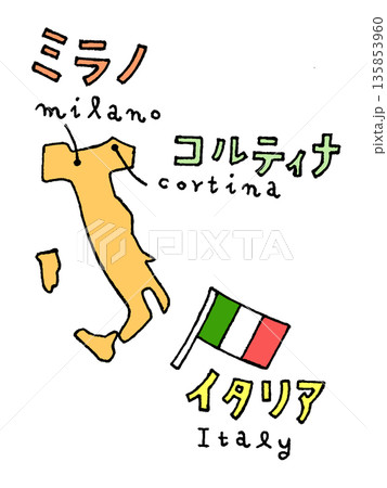 冬季オリンピック用ミラノコルティナ手描き簡易地図 135853960