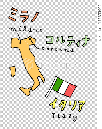 冬季オリンピック用ミラノコルティナ手描き簡易地図 135853960