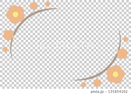 A simple light orange flower and line frame A simple light orange flower and line frame 135854102