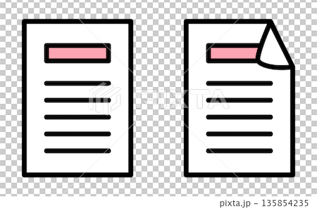 比較や確認を表す2枚の書類のイラスト素材 135854235