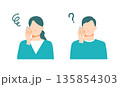 スマートフォンで問合せをして困ったり疑問に思っている一般の男女のイラスト 135854303