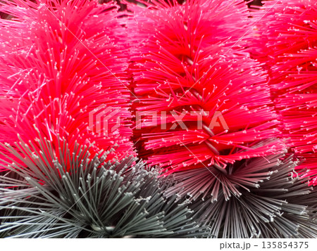 Close Up of Pink and Gray Synthetic Cleaning Brush Bristles 135854375
