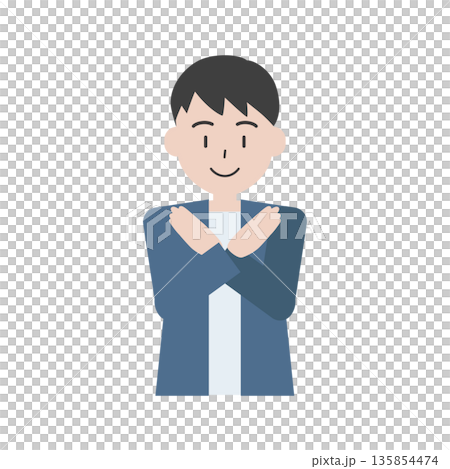 圖：一名男子用手臂比畫十字，表示新約。 135854474
