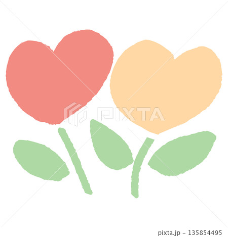 幼児施設のHPに使いやすい やさしい汎用イラストカットシリーズ｜ハート型のチューリップ 135854495